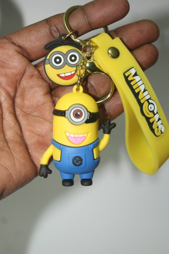 Cute Minion Character Keychain with Yellow Strap β Kids Friendly