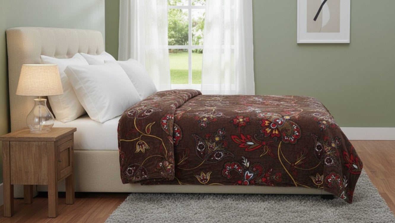 CozySoft Floral Winter Blanket – Ultra-Warm, Lightweight & Skin-Friendly Comforter for Kids & Adults (Double Bed Size)