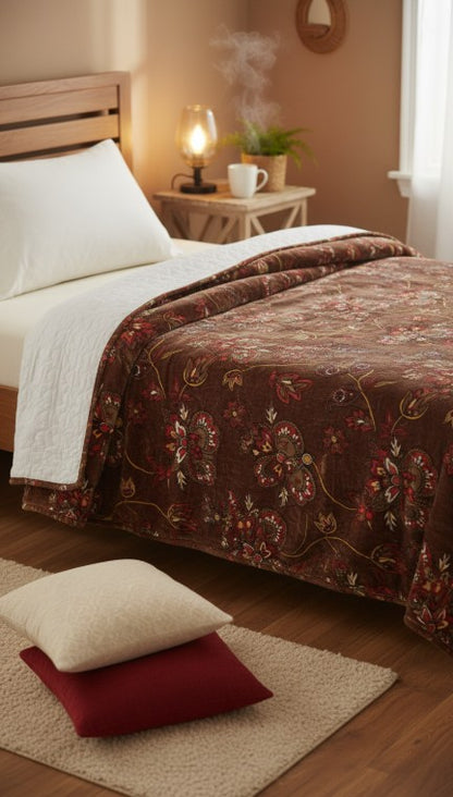 CozySoft Floral Winter Blanket – Ultra-Warm, Lightweight & Skin-Friendly Comforter for Kids & Adults (Double Bed Size)