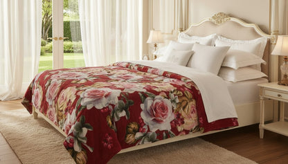 CozyWave Ultra-Soft Floral pattern Winter Blanket – Warm, Lightweight & Skin-Friendly Bed Comforter for Kids & Adults (Double Bed)