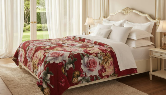 CozyWave Ultra-Soft Floral pattern Winter Blanket – Warm, Lightweight & Skin-Friendly Bed Comforter for Kids & Adults (Double Bed)