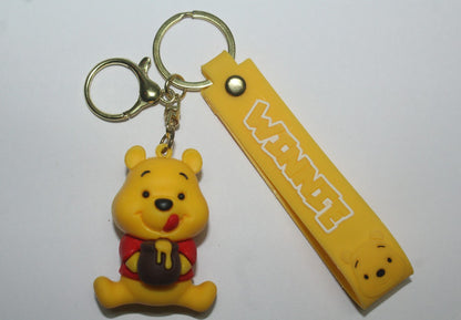Cute Honey Bear Keychain with Yellow Strap – Kids’ Fun Bag Charm