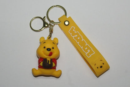 Cute Honey Bear Keychain with Yellow Strap – Kids’ Fun Bag Charm