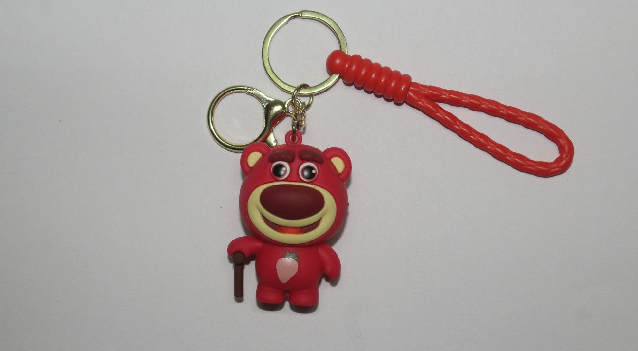Kids Cute Strawberry Bear Keychain with Soft Strap – Fun & Friendly Bag Accessory