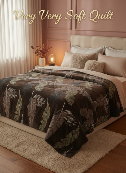 Ultra-Soft Leaf Pattern Double Bed Quilt – Cozy, Lightweight & All-Season Comfort Blanket