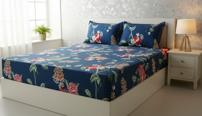 Blossom Dream Elastic Queen Bed Cover Set – Soft Floral Fitted Bedspread with Matching Pillow Covers